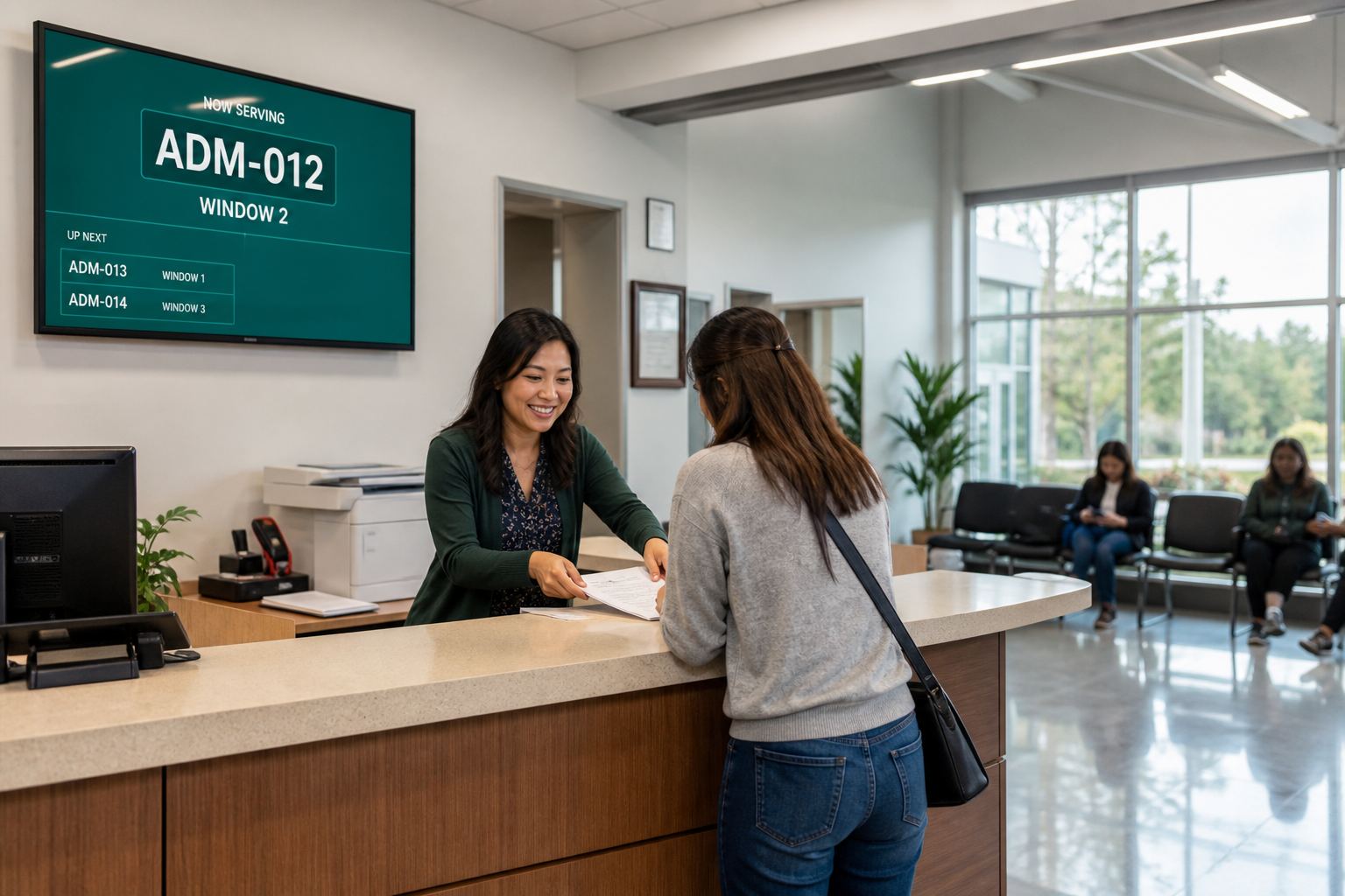 School office with TokenX display